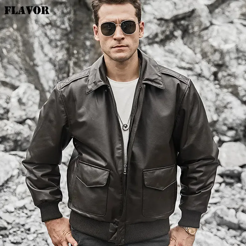 Men's Leather Bomber Jacket