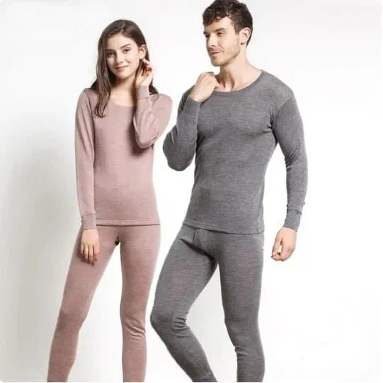 Merino Wool Base Layer Set - High-Rise, Thick Winter Long Johns for Women