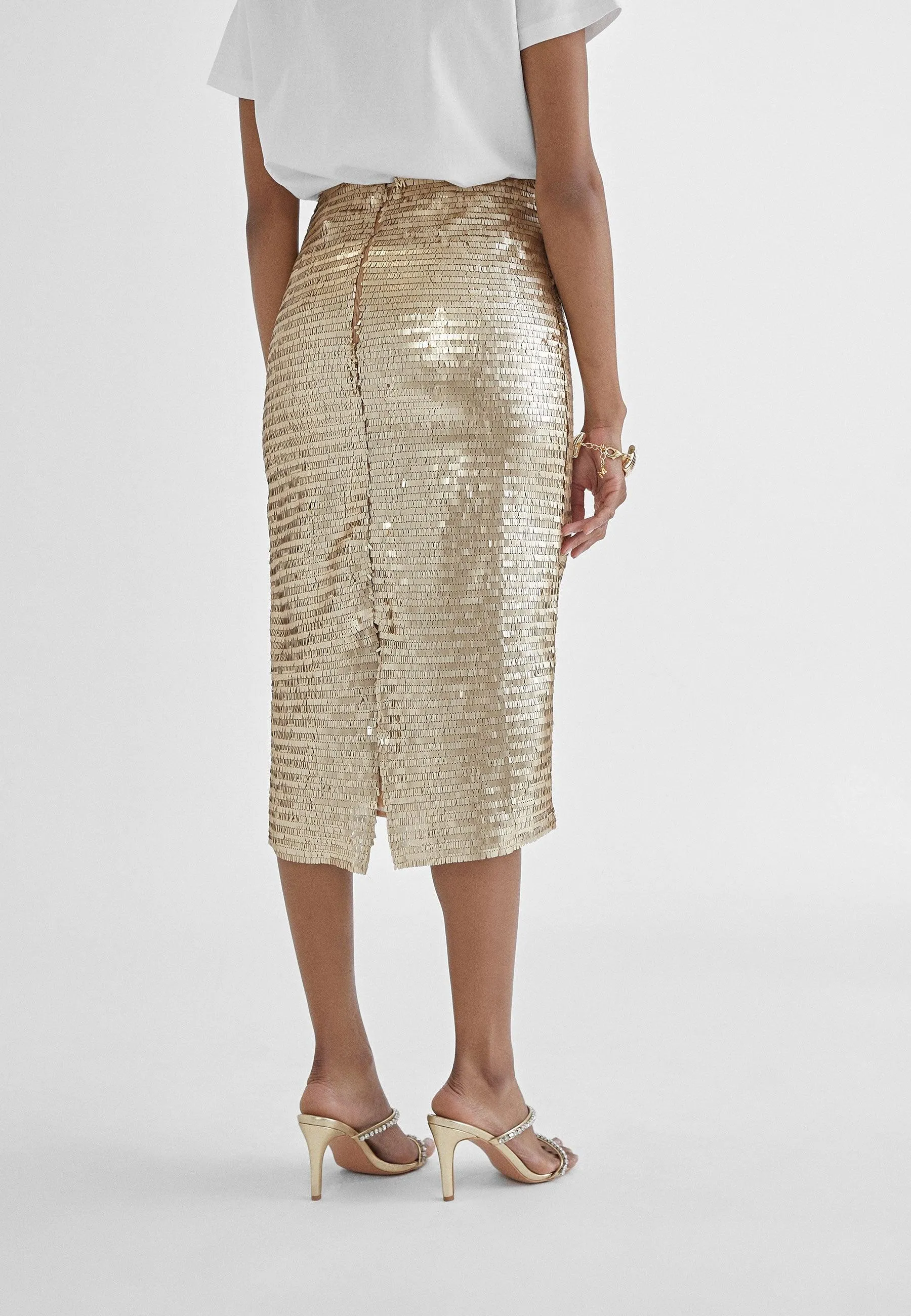 Metallic pencil skirt