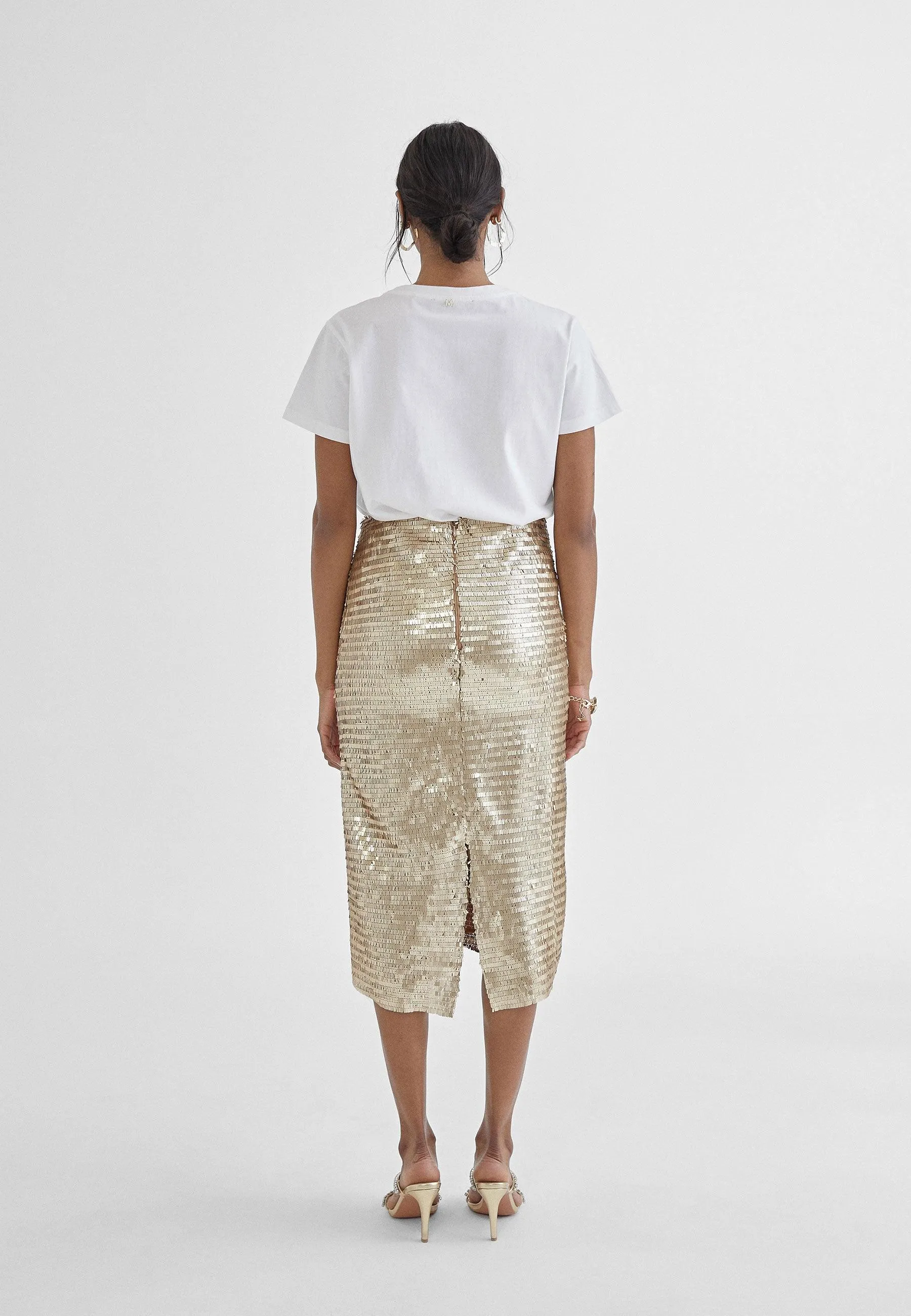 Metallic pencil skirt