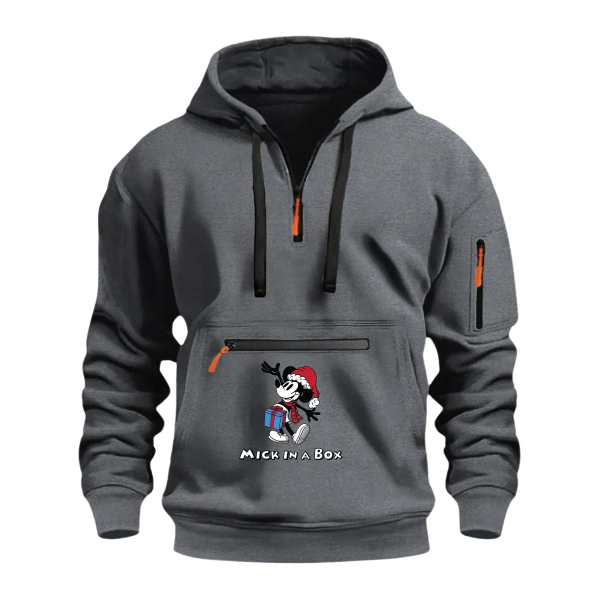 MICK IN THE BOX CASUAL SPORTS MULTI ZIPPER ARM POCKET MEN'S SWEATSHIRT HOODIE