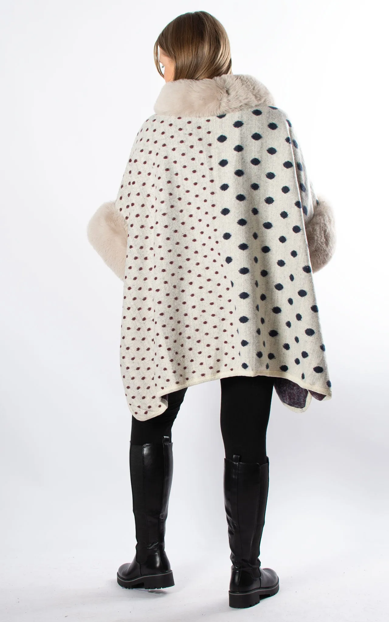 Multi Pattern Poncho | Beige