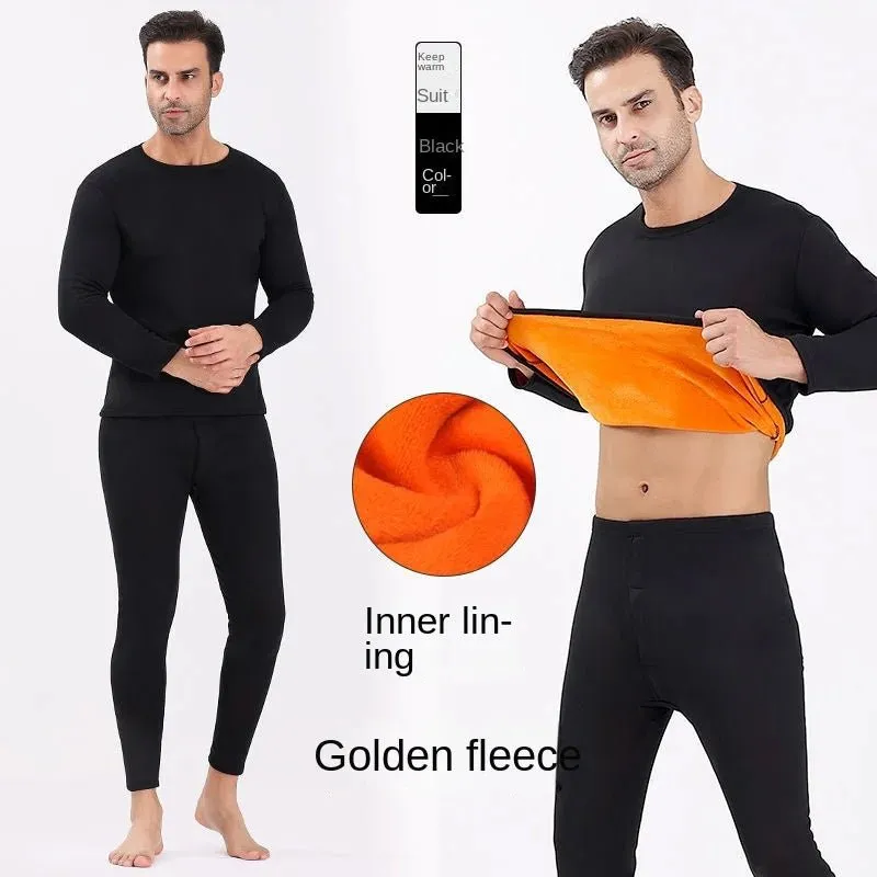 New Winter Thermal Underwear Set Men's Thickening and Fleece O-neck Long Johns and Tops Women's Cold Protection Couple Suit