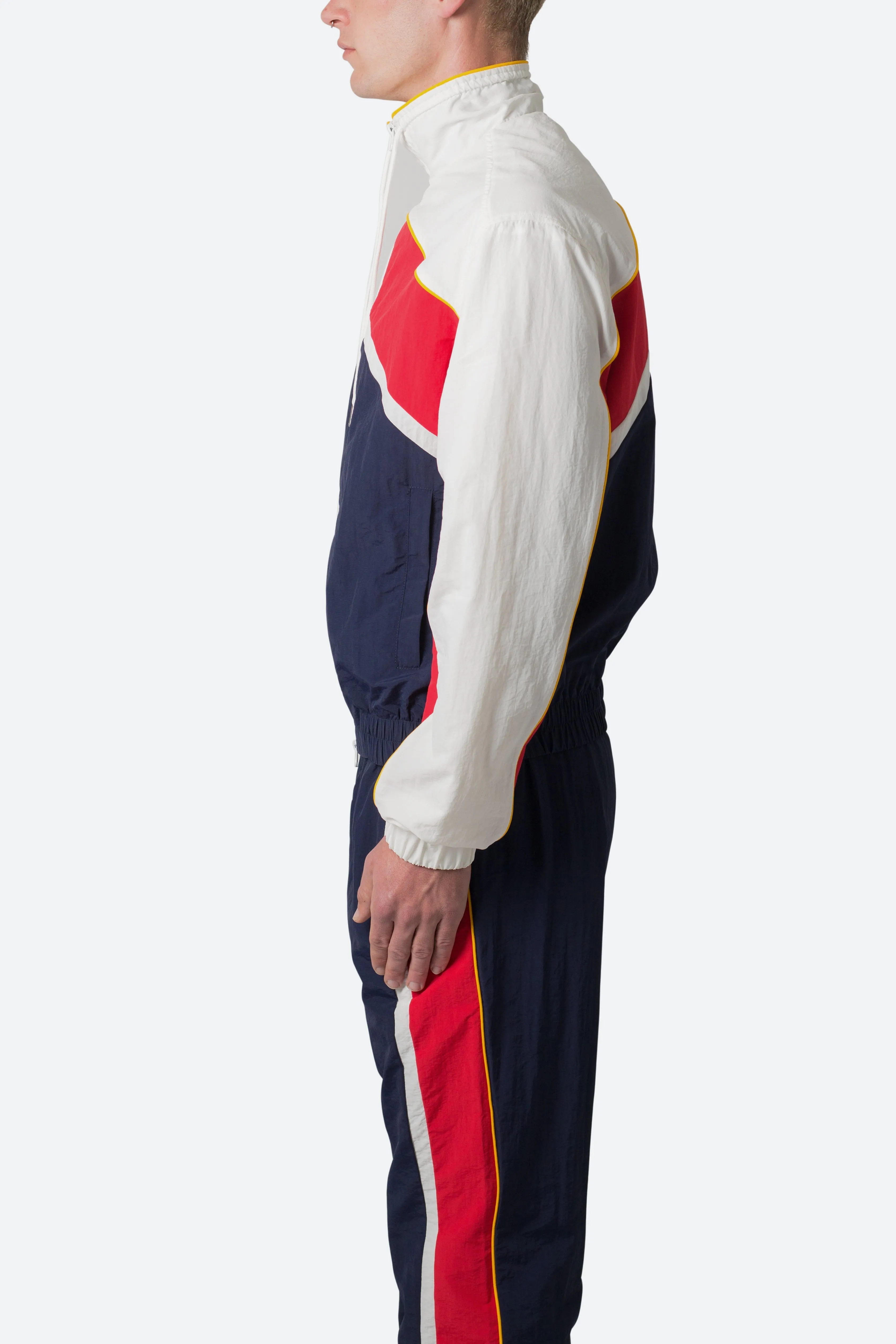 Nylon Collared Track Jacket - Red/White/Blue