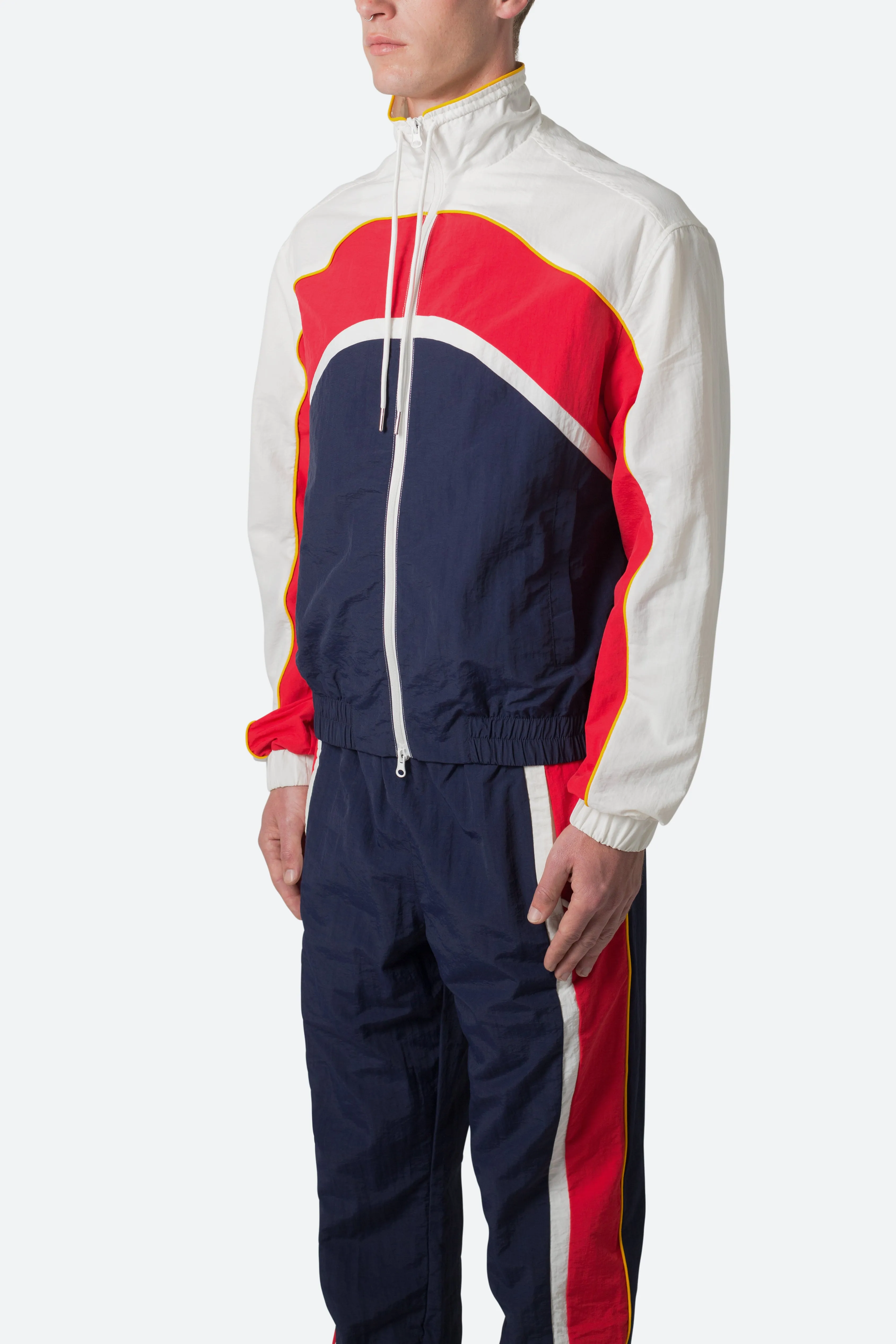 Nylon Collared Track Jacket - Red/White/Blue