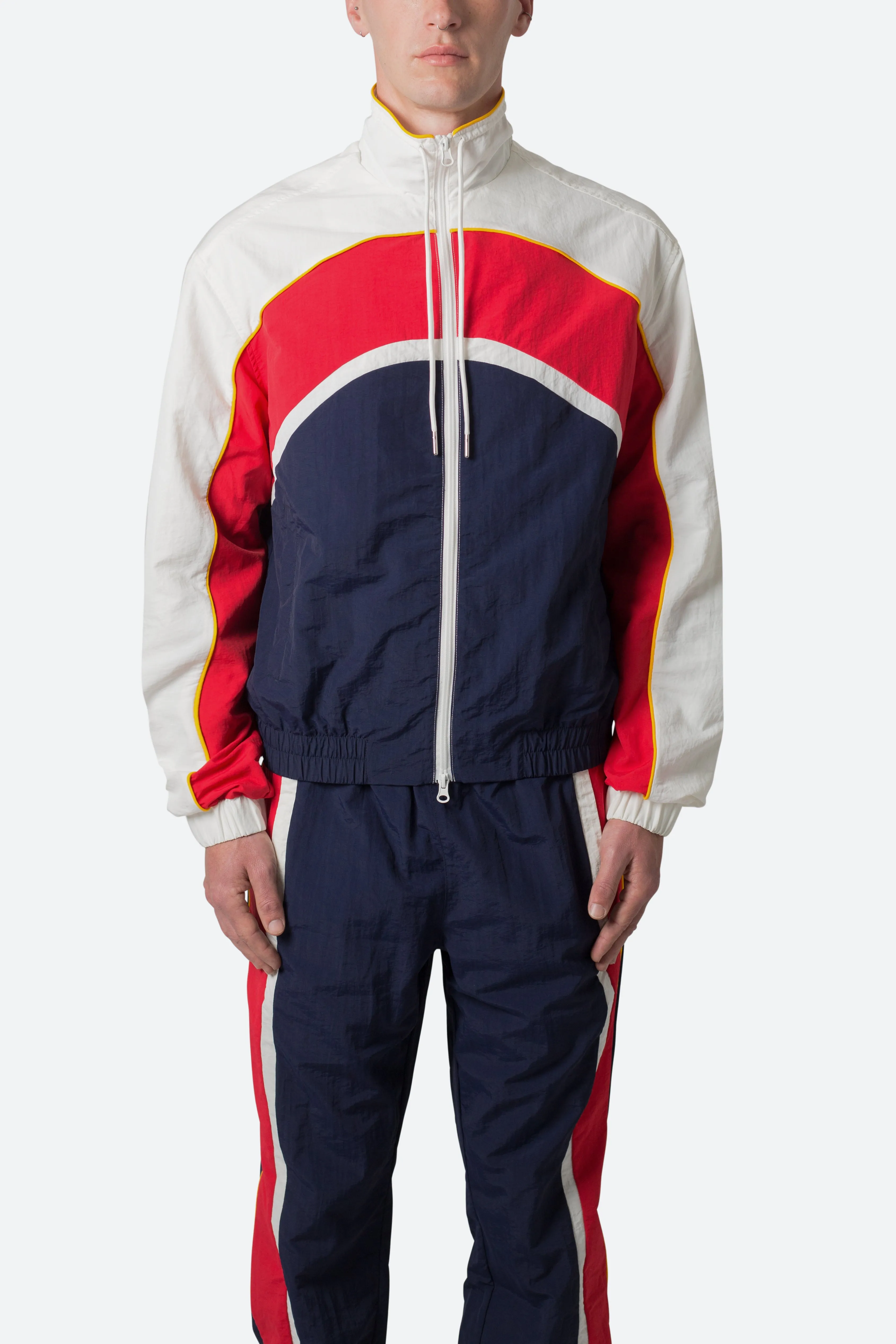 Nylon Collared Track Jacket - Red/White/Blue