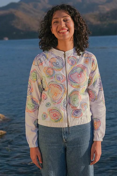 Okhai 'Holi' Pure Cotton Hand Embroidered Bomber Jacket