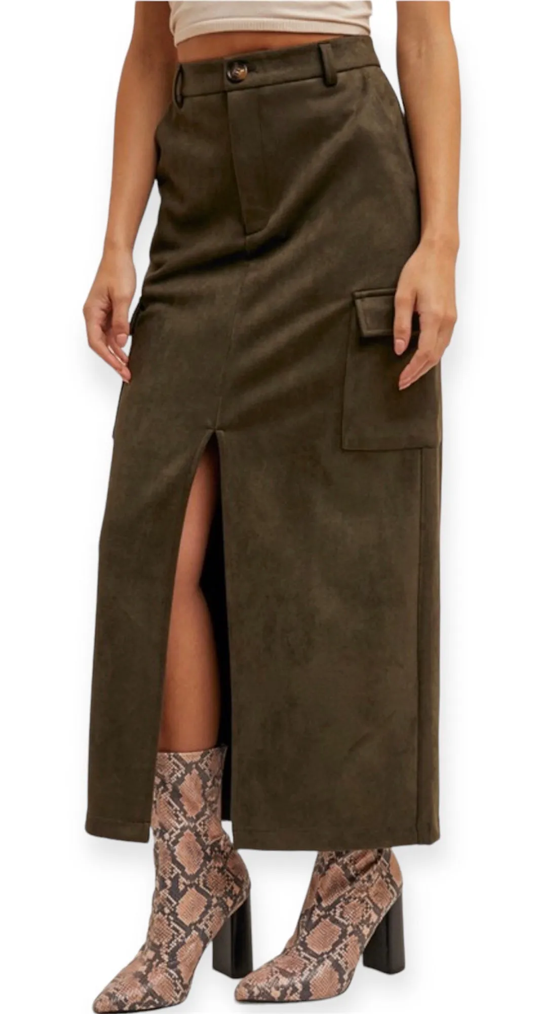 Olivia's Suede Midi Skirt