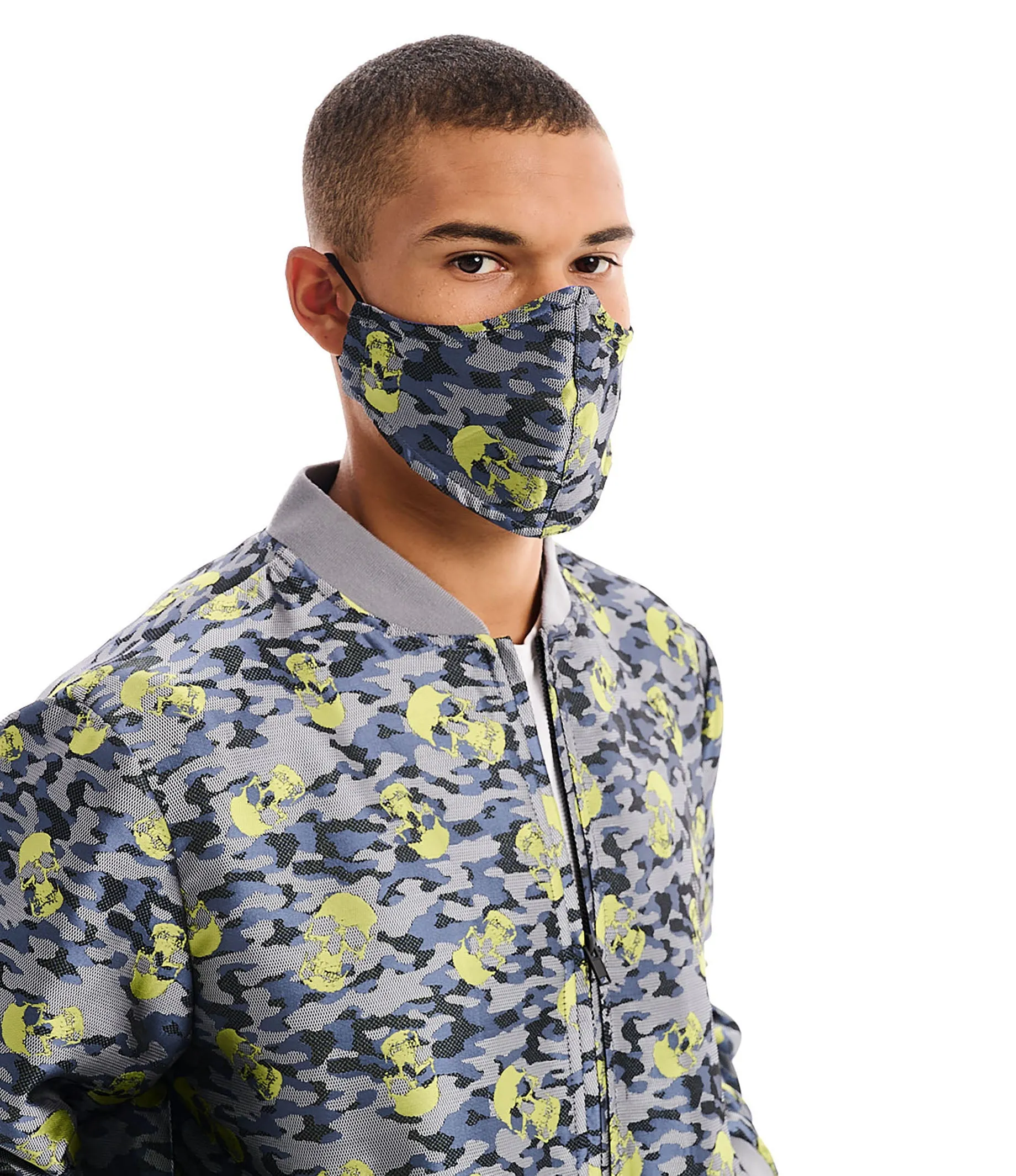 OMAR GRAY NEON LIME SKULL CAMO JACKET