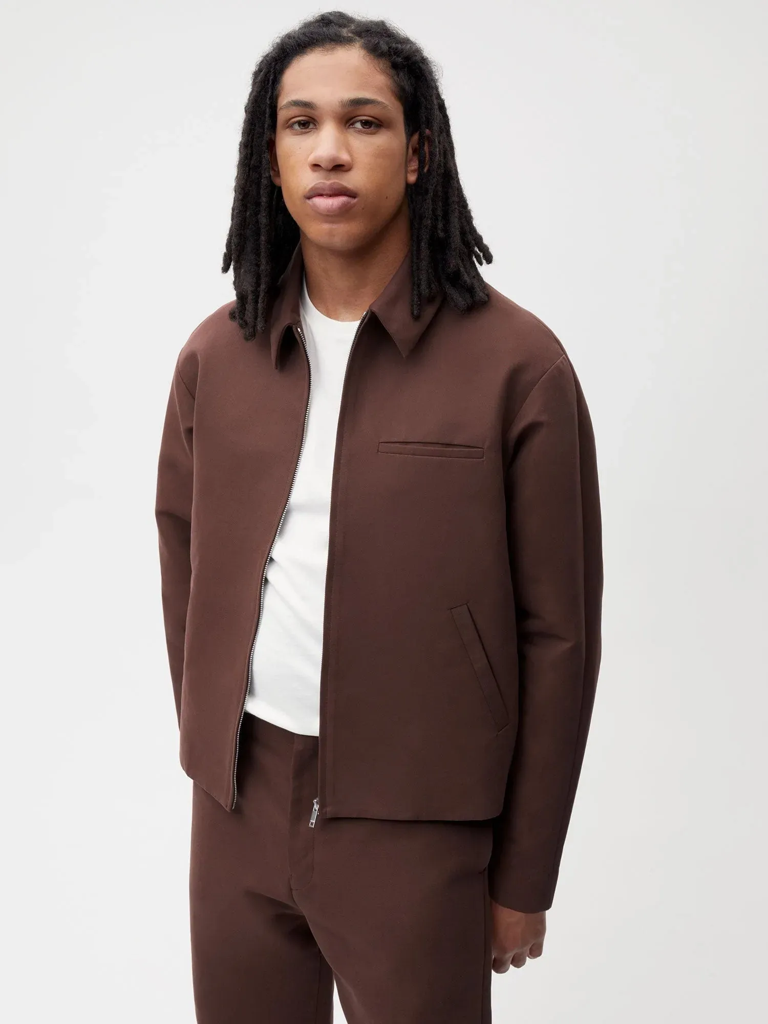 Organic Cotton Harrington Jacket—chestnut brown