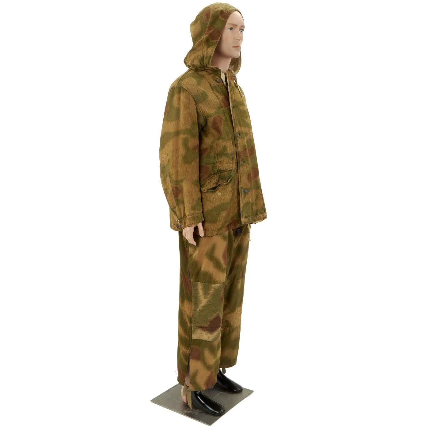 Original German WWII Tan Water Camouflage Pattern Reversible Winter Parka with Pants