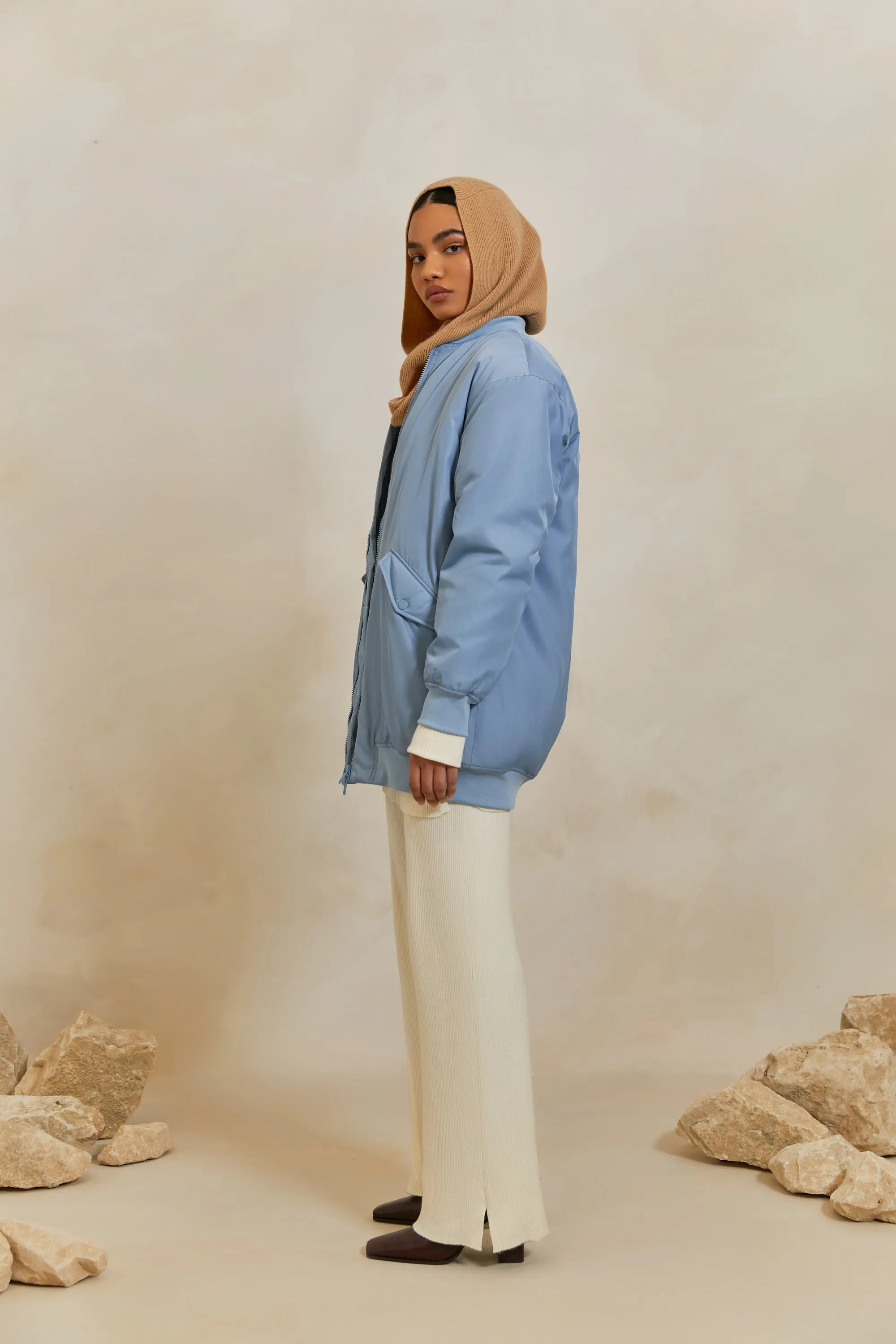 Oversized Bomber Jacket - Ashley Blue