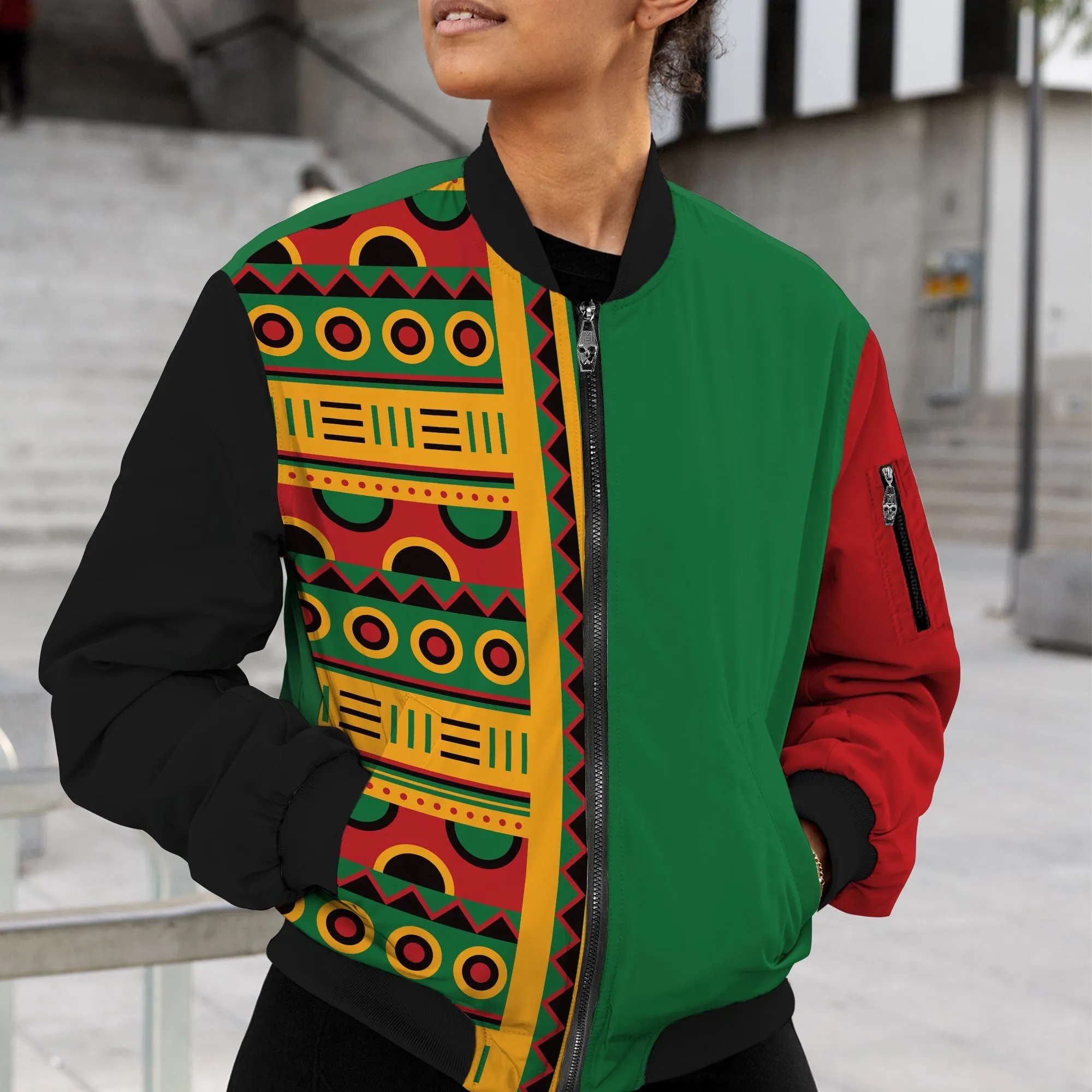 Pan African Block Art and Patterns Bomber Jacket