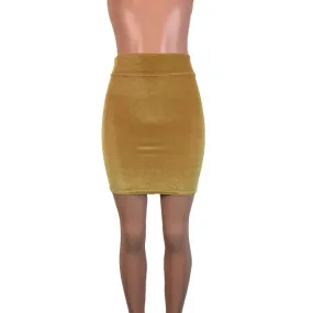 Pencil Skirt - Gold Velvet