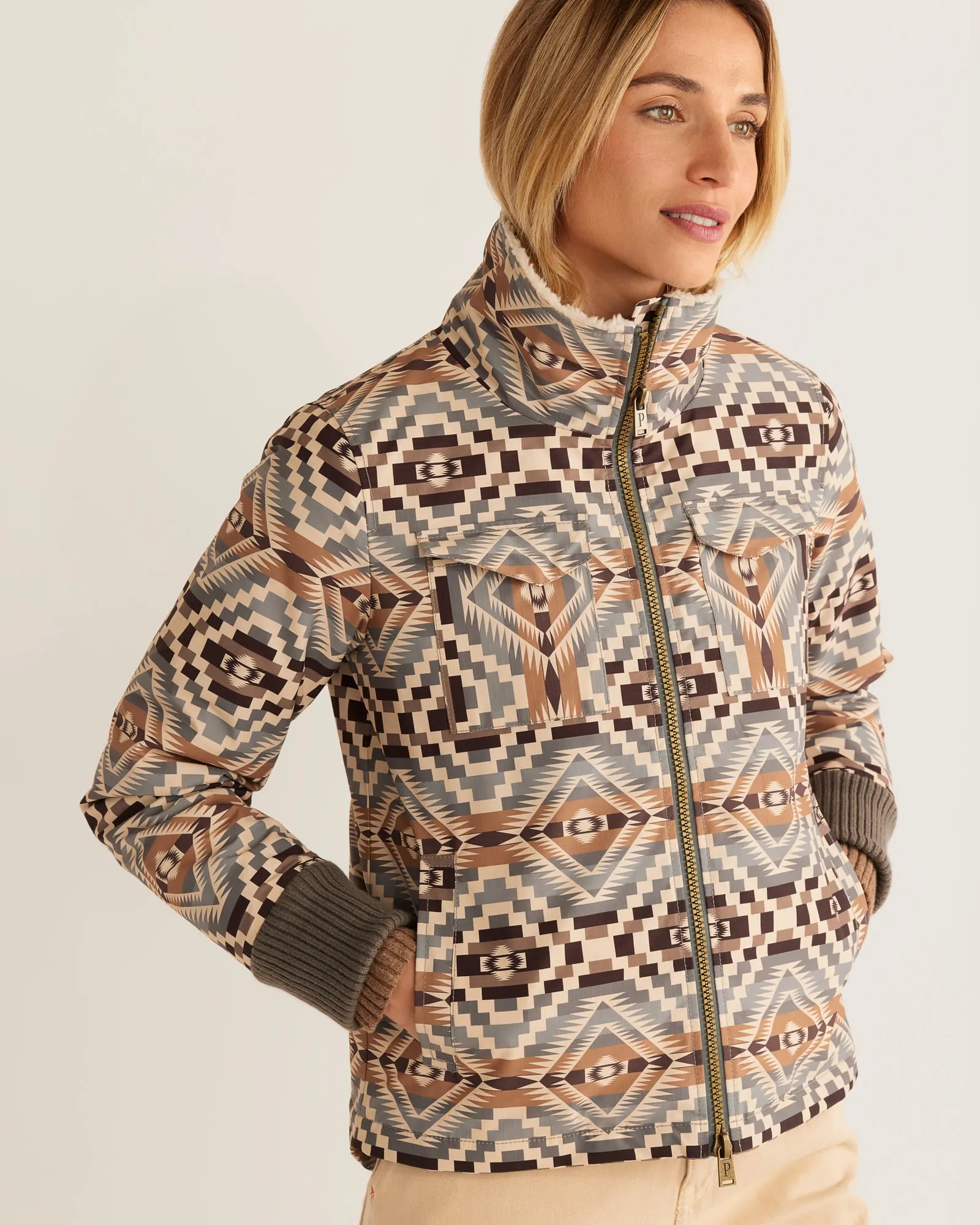 Pendleton Women's Abiquiu Sky Tan Madera Zip Jacket