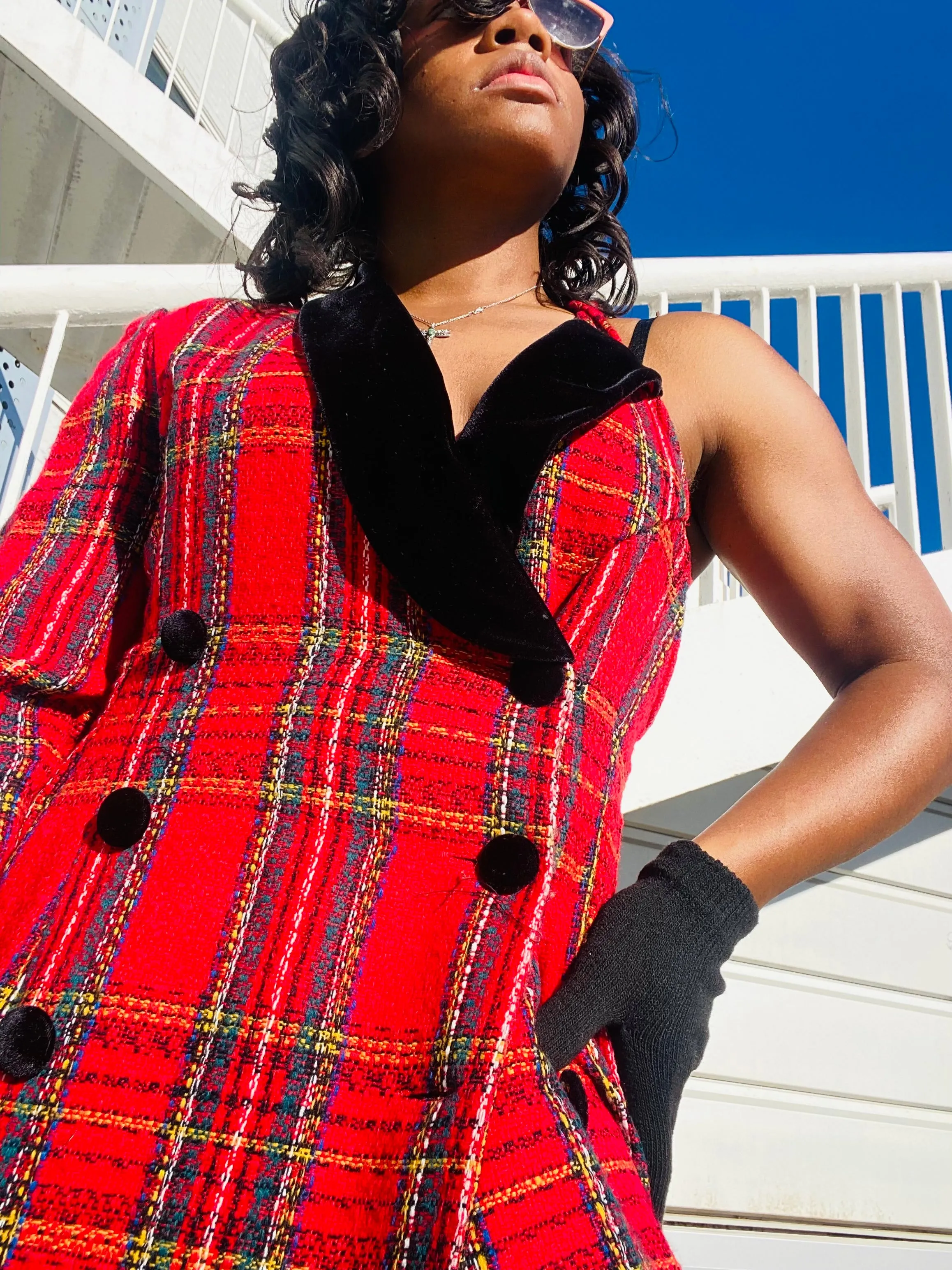 “Plaiditude” asymmetrical blazer