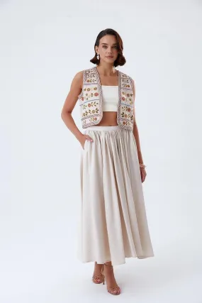 Pleated Detailed Midi Skirt