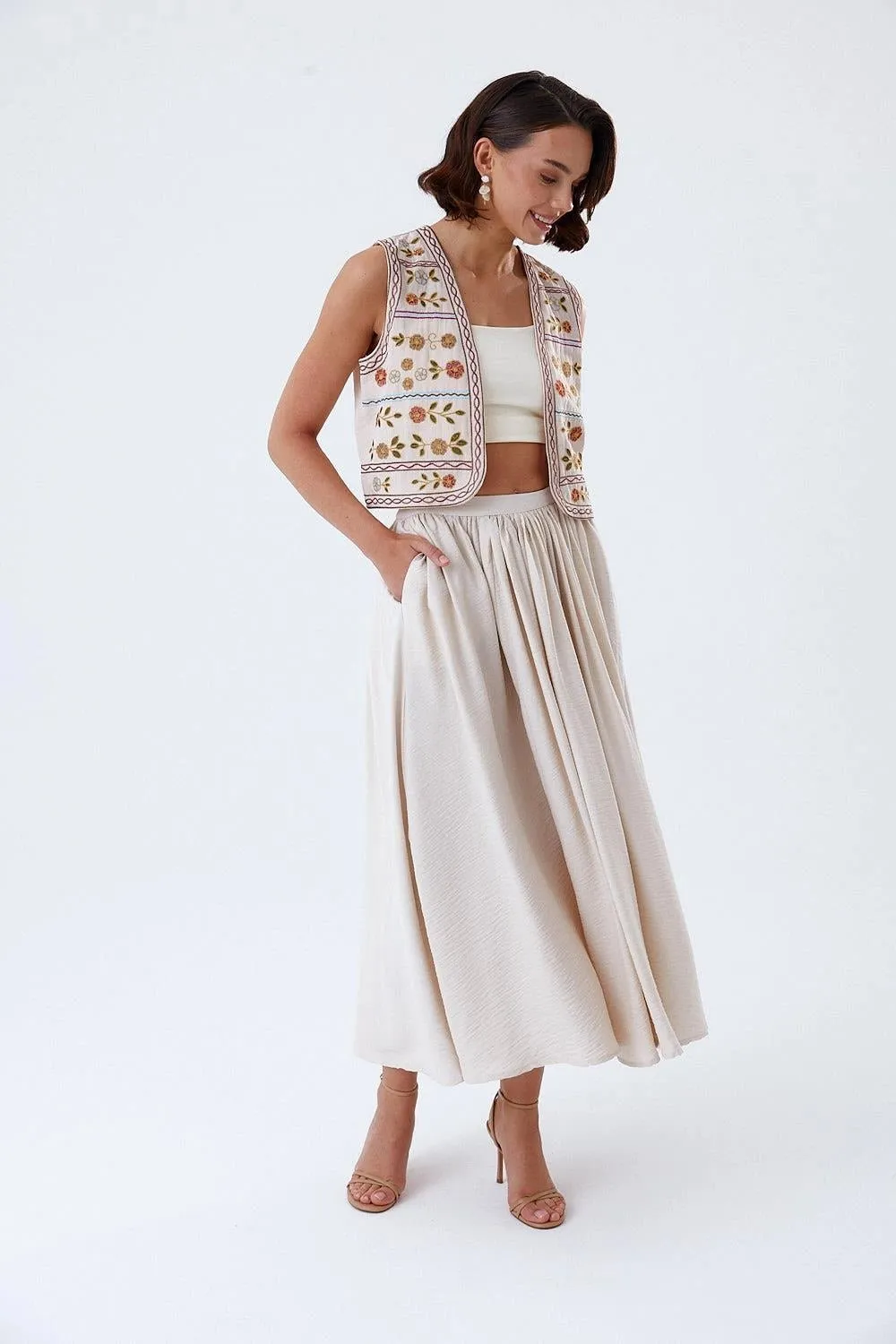 Pleated Detailed Midi Skirt