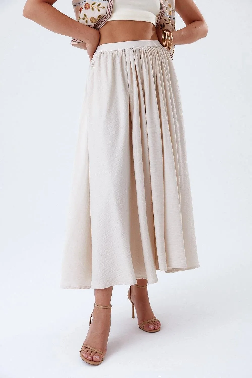 Pleated Detailed Midi Skirt