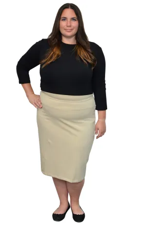 Plus Pencil Skirt in Cotton Style 1434 in Beige