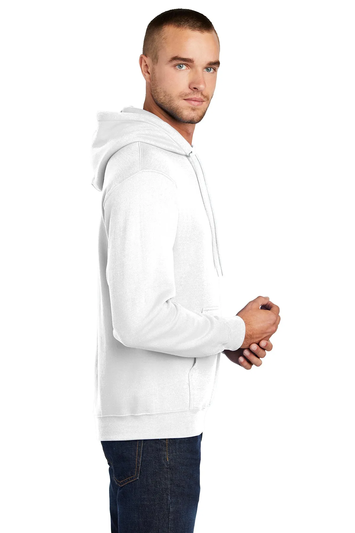 Port & Company Core Fleece Branded Hoodies, White