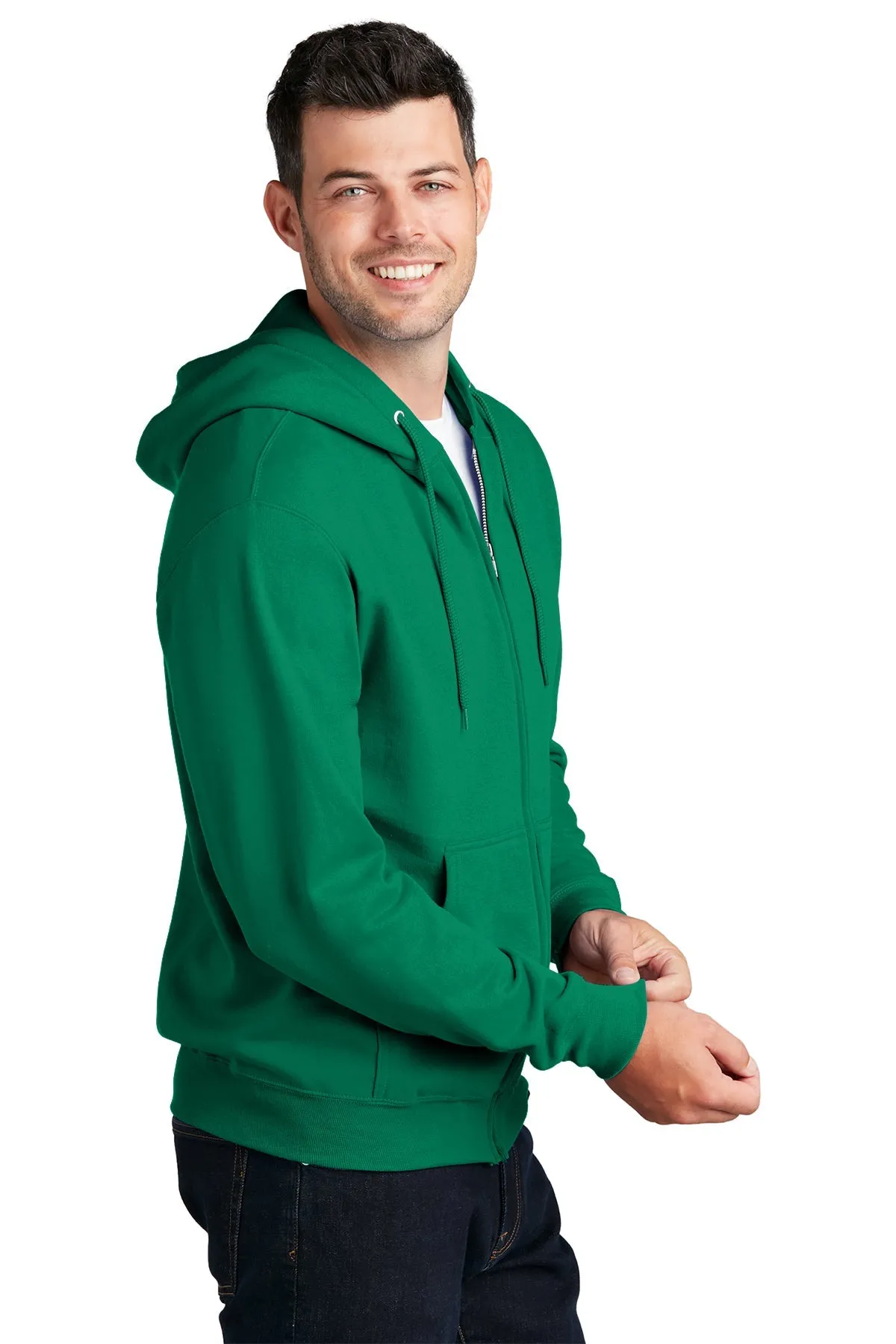 Port & Company Core Fleece Branded Zip Hoodies, Kelly