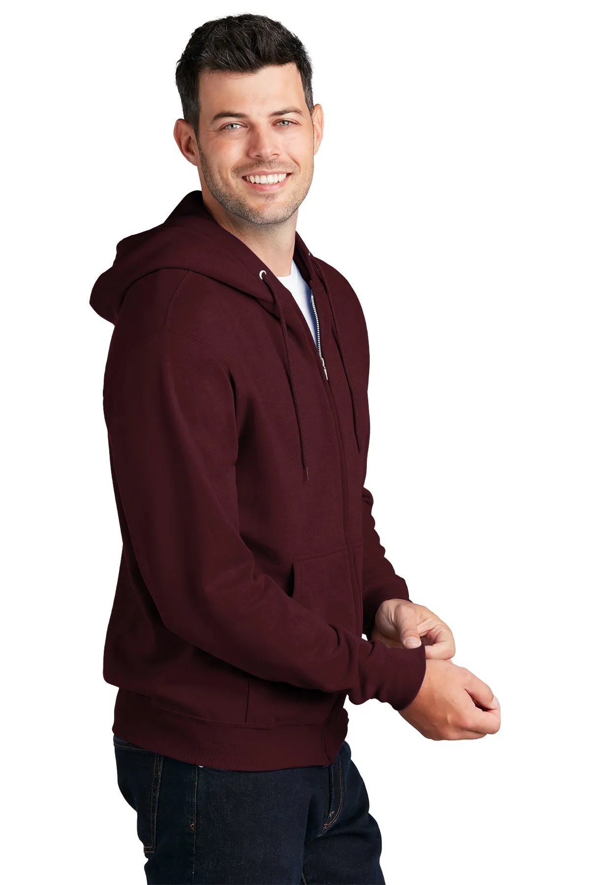 Port & Company Core Fleece Branded Zip Hoodies, Maroon