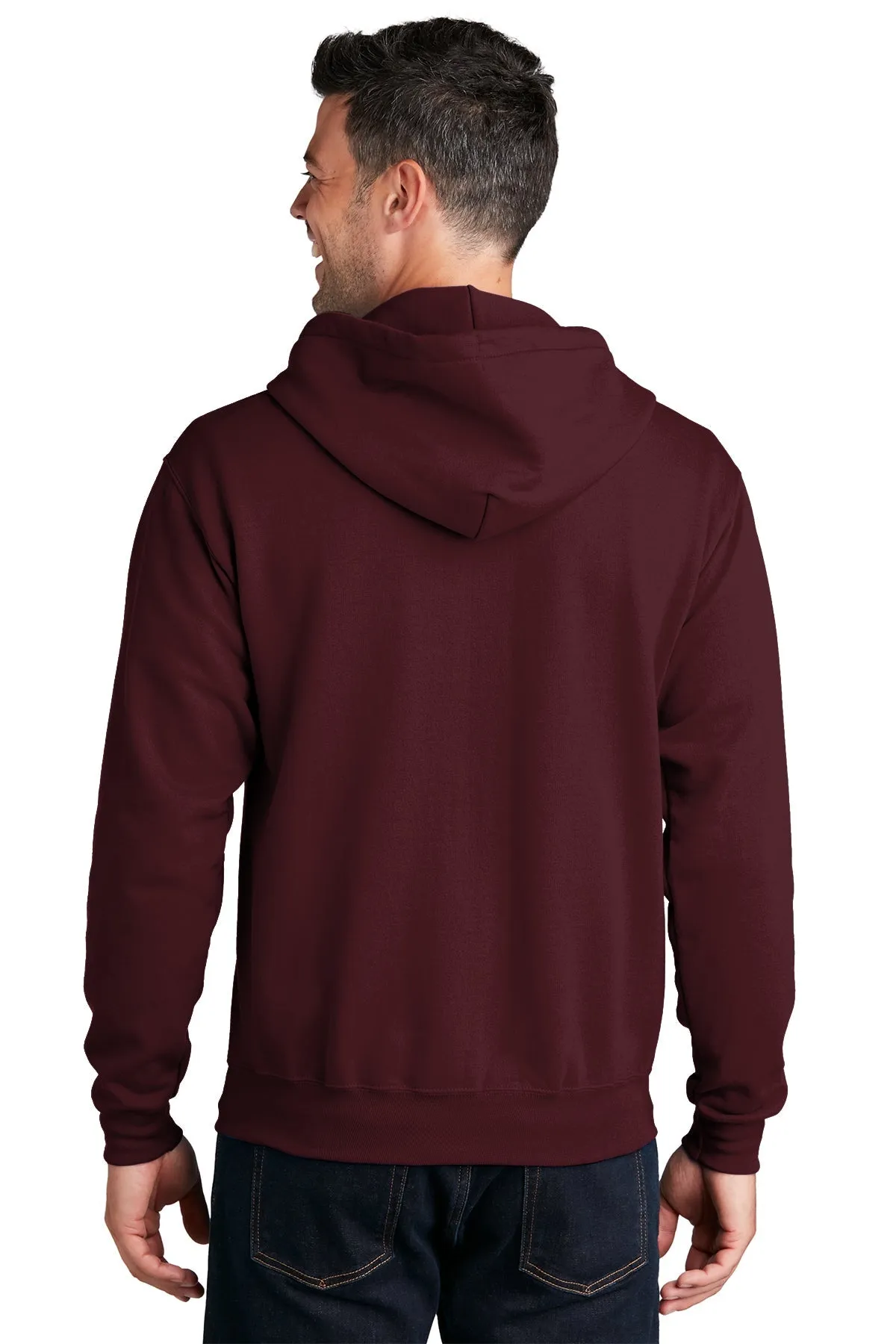 Port & Company Core Fleece Branded Zip Hoodies, Maroon