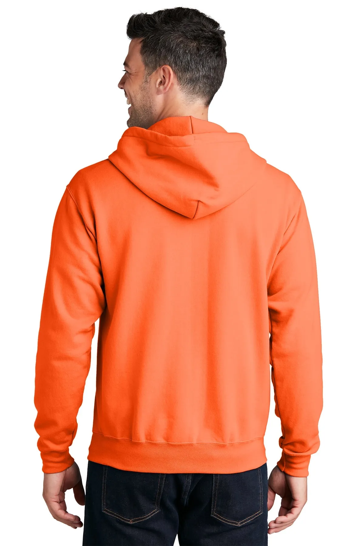 Port & Company Core Fleece Branded Zip Hoodies, Neon Orange