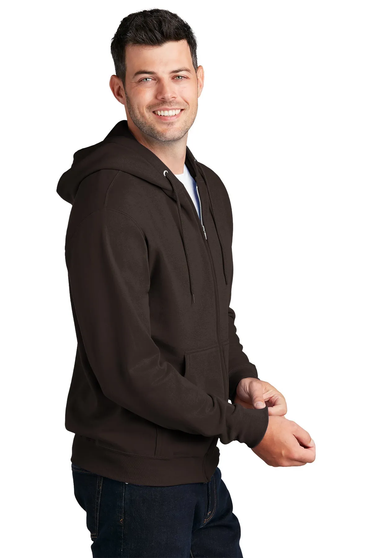 Port & Company Core Fleece Custom Zip Hoodies, Dark Chocolate Brown