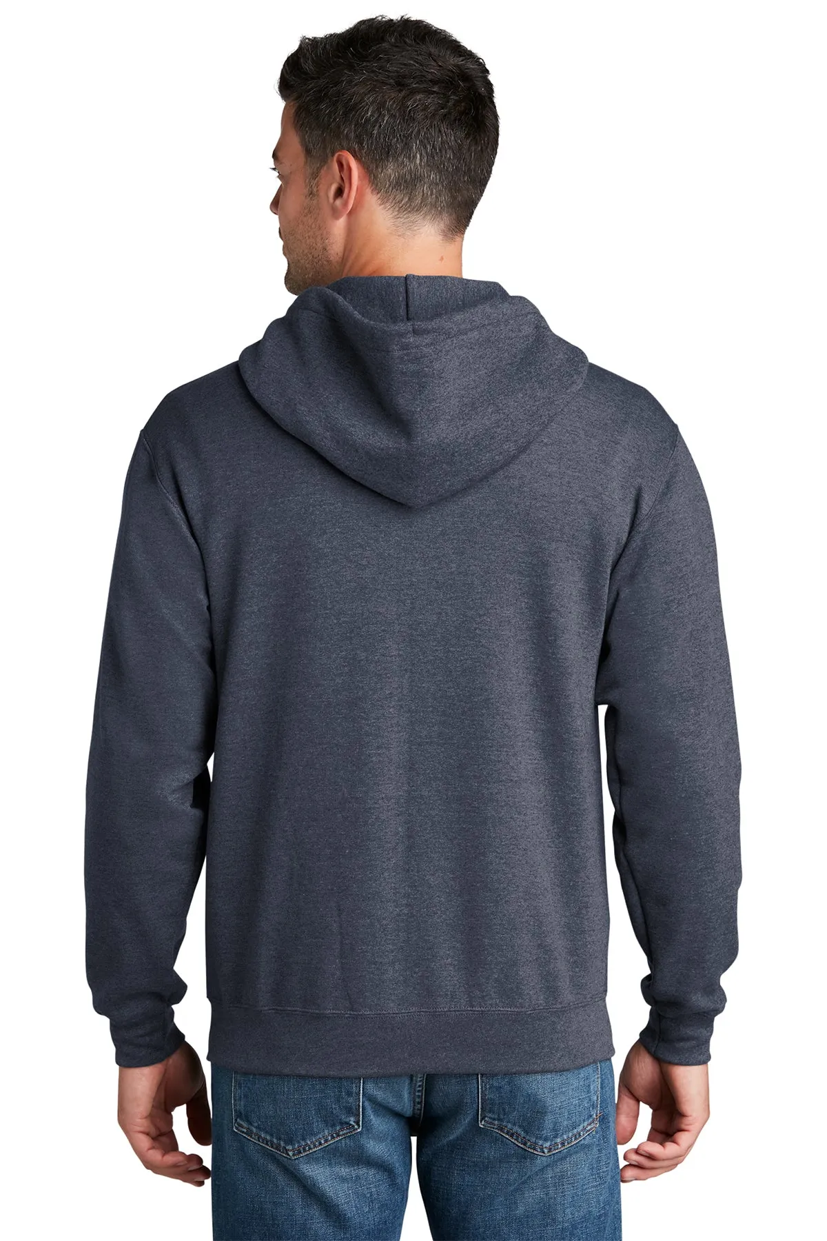 Port & Company Core Fleece Custom Zip Hoodies, Heather Navy