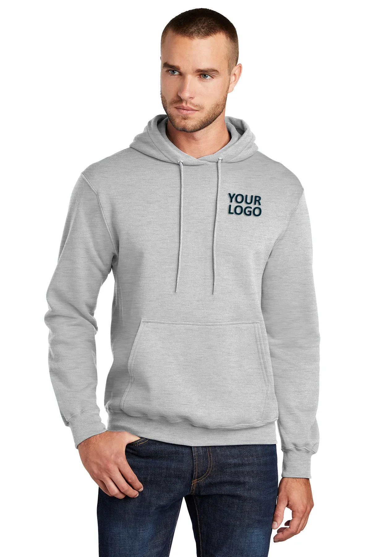 Port & Company Core Fleece Customized Hoodies, Ash