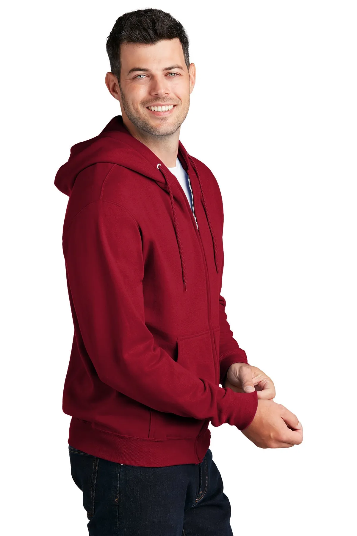 Port & Company Core Fleece Customized Zip Hoodies, Red