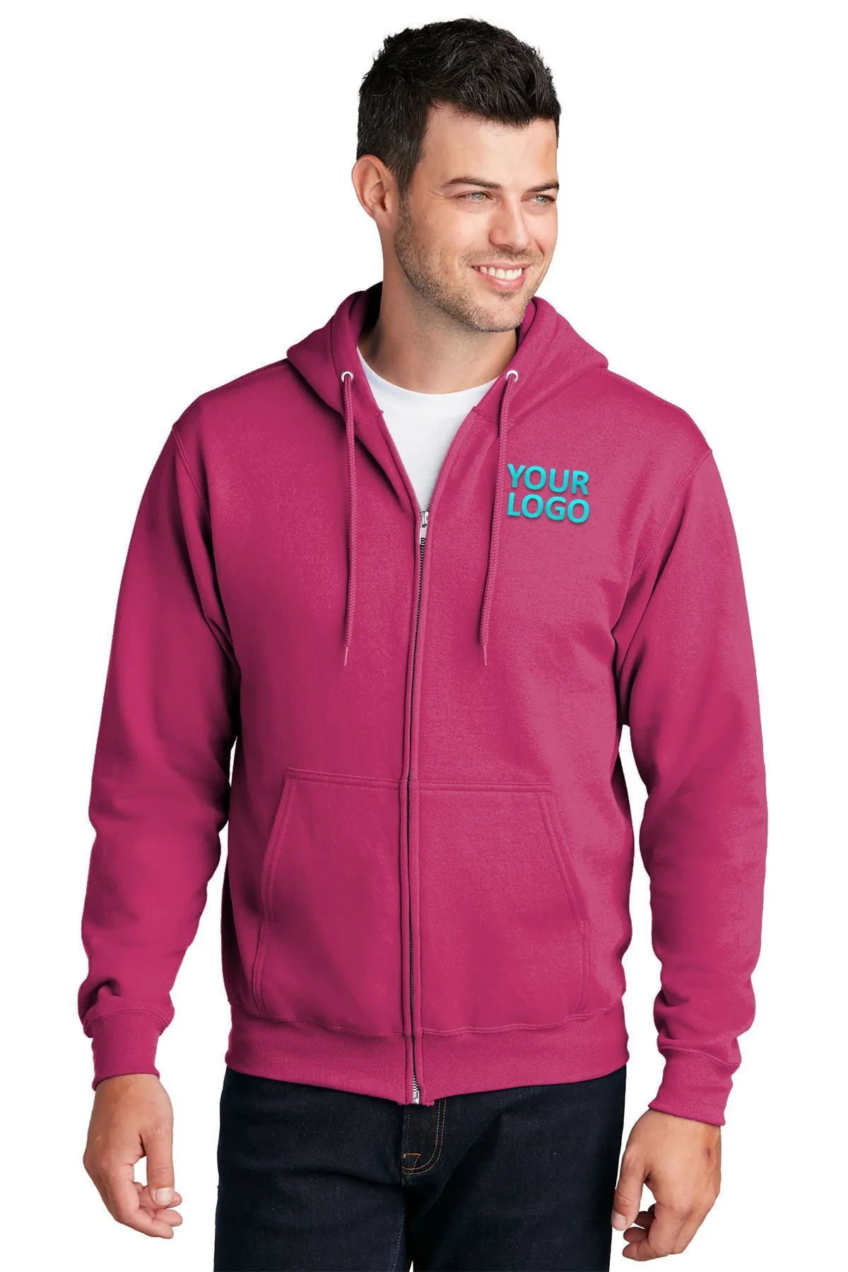 Port & Company Core Fleece Customized Zip Hoodies, Sangria