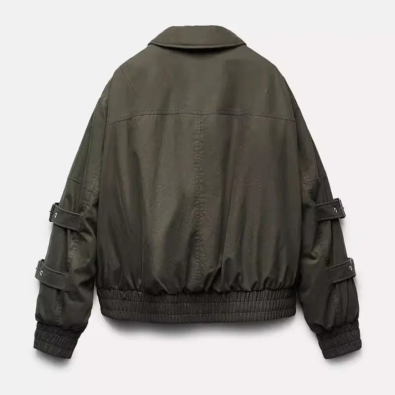 Pre Order:  Buckles Zip-Up Bomber Jacket