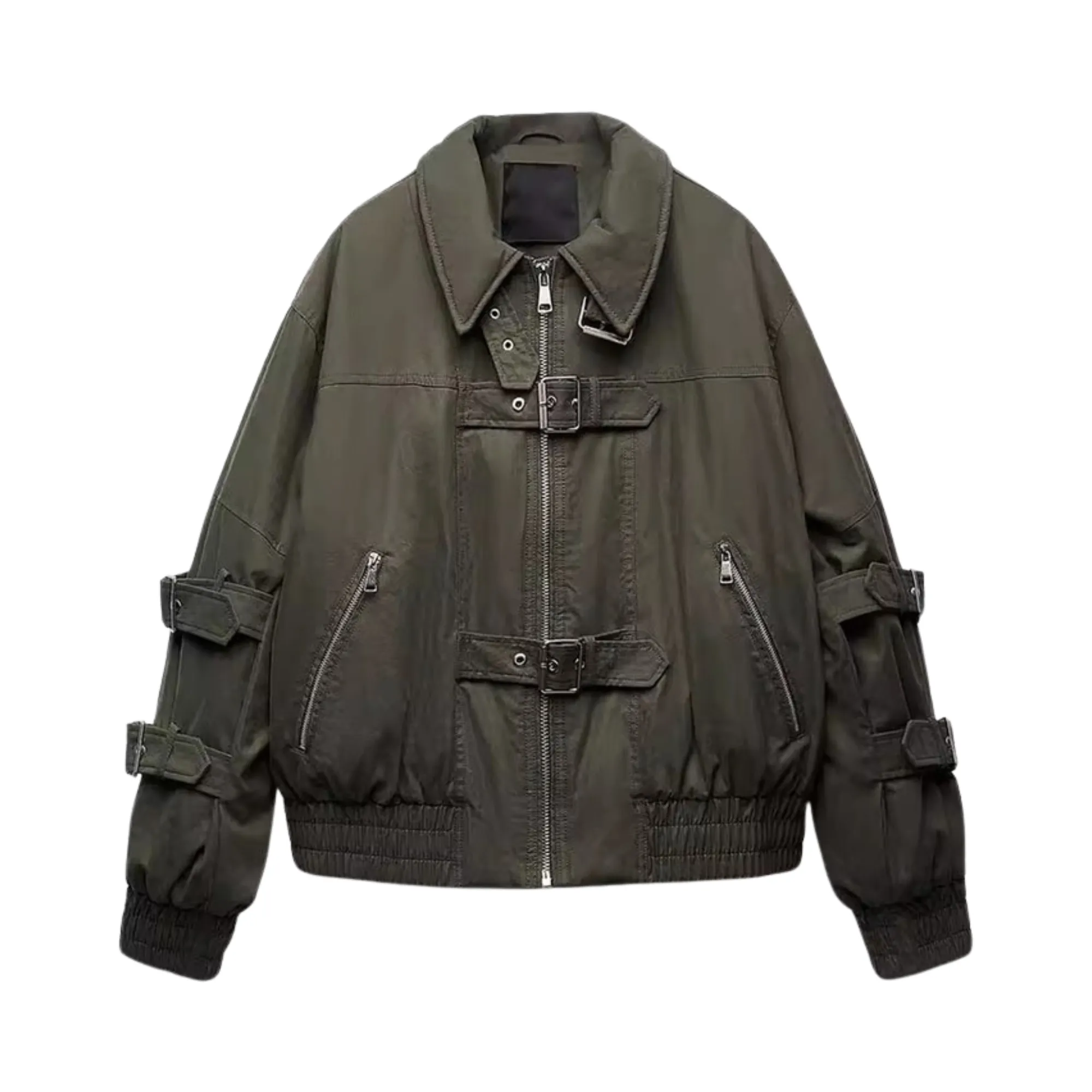 Pre Order:  Buckles Zip-Up Bomber Jacket