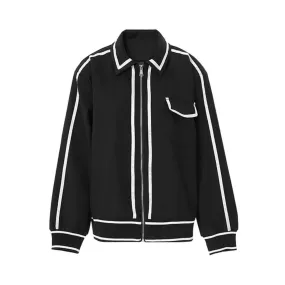 Pre Order:  Contrast Lined Edges Zip-Up Jacket