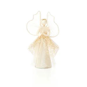 Pretty Abaca Angel with Golden Skirt, Decoration or Tree Topper