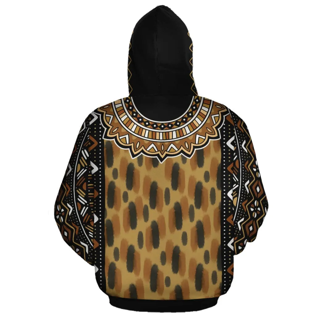 Printed Mud Cloth and Adinkra Symbol Premium Hoodie