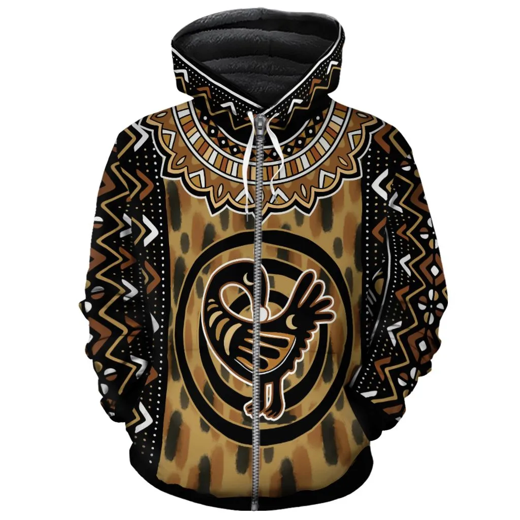 Printed Mud Cloth and Adinkra Symbol Premium Hoodie