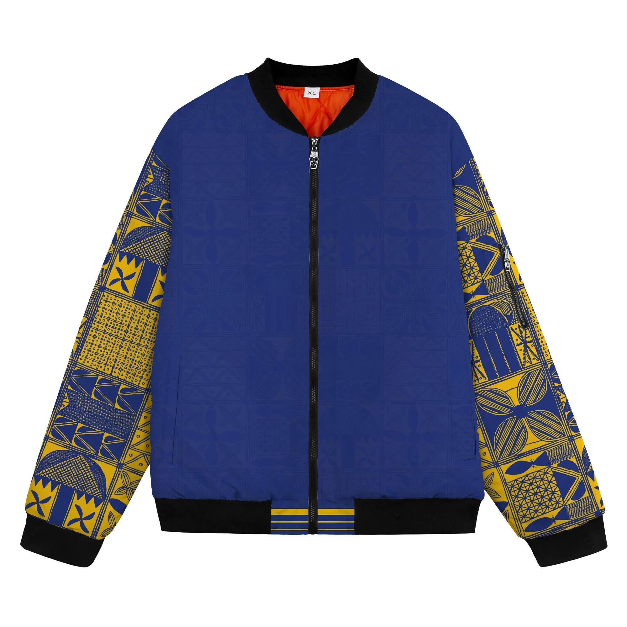 Printed Mudcloth Pattern Bomber Jacket