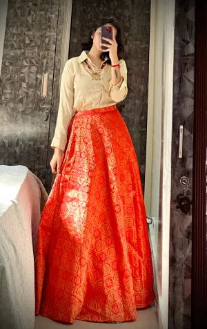 RED BANARAS SKIRT