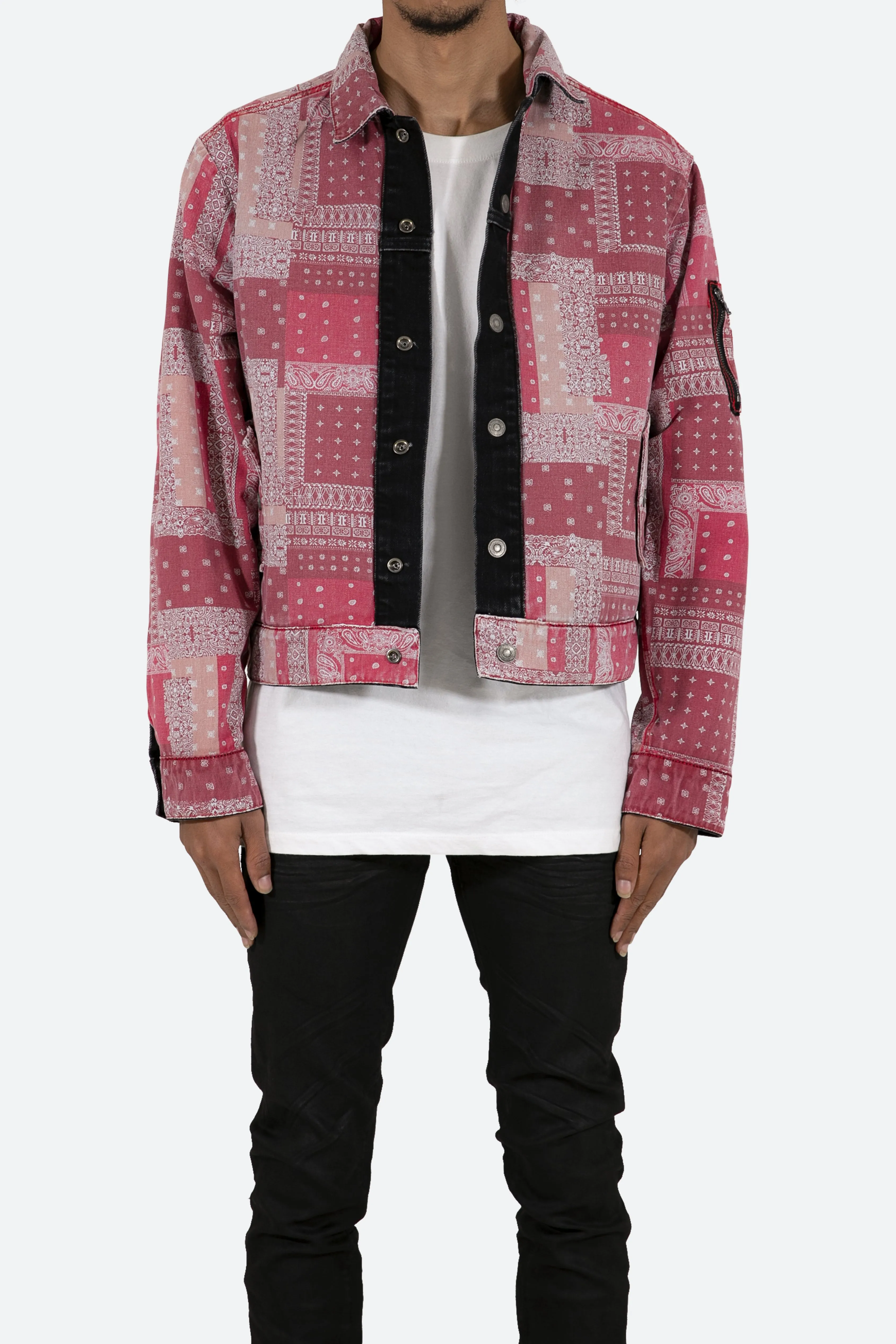 Reversible Paisley Trucker Jacket - Black/Red