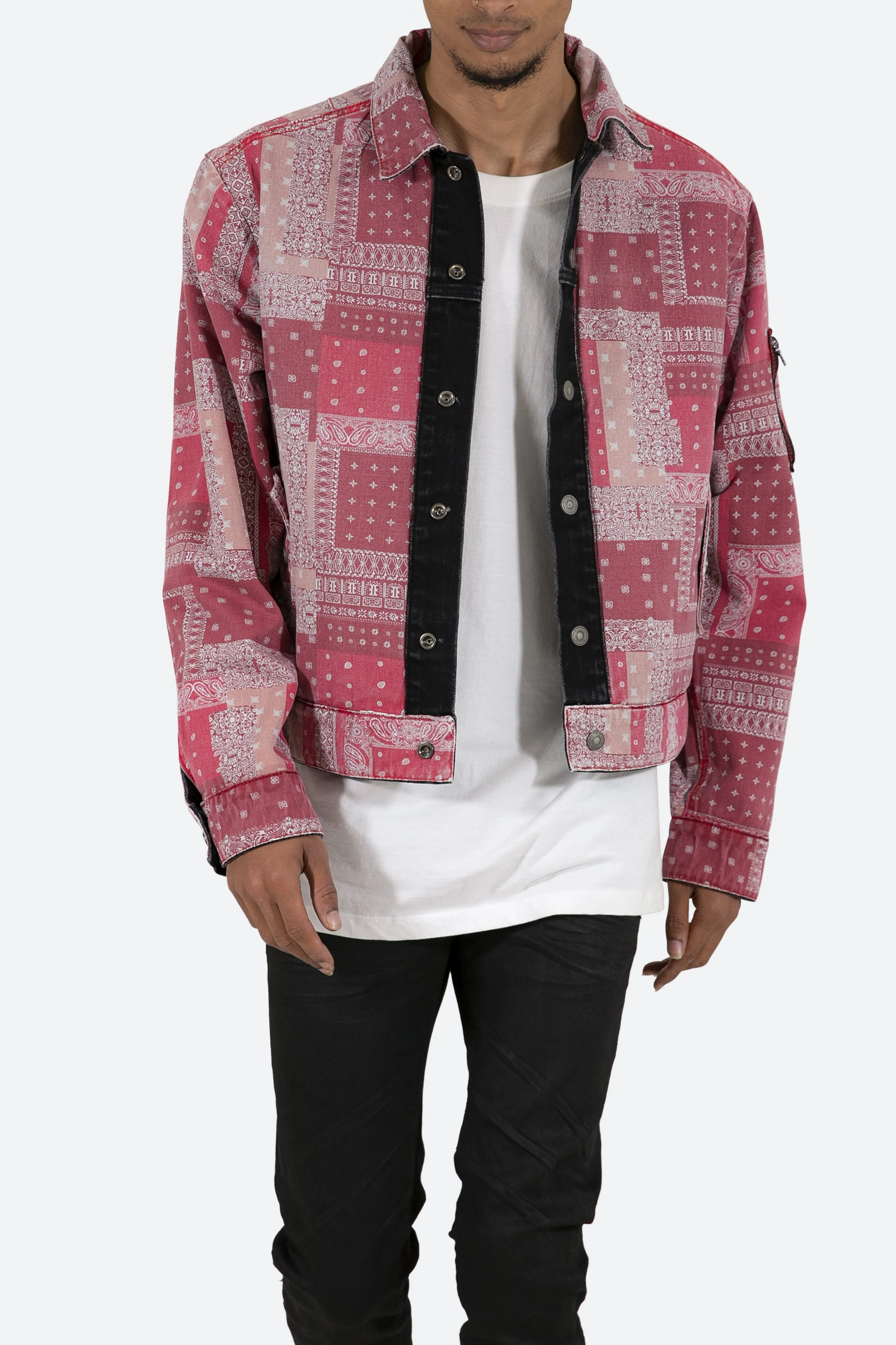 Reversible Paisley Trucker Jacket - Black/Red