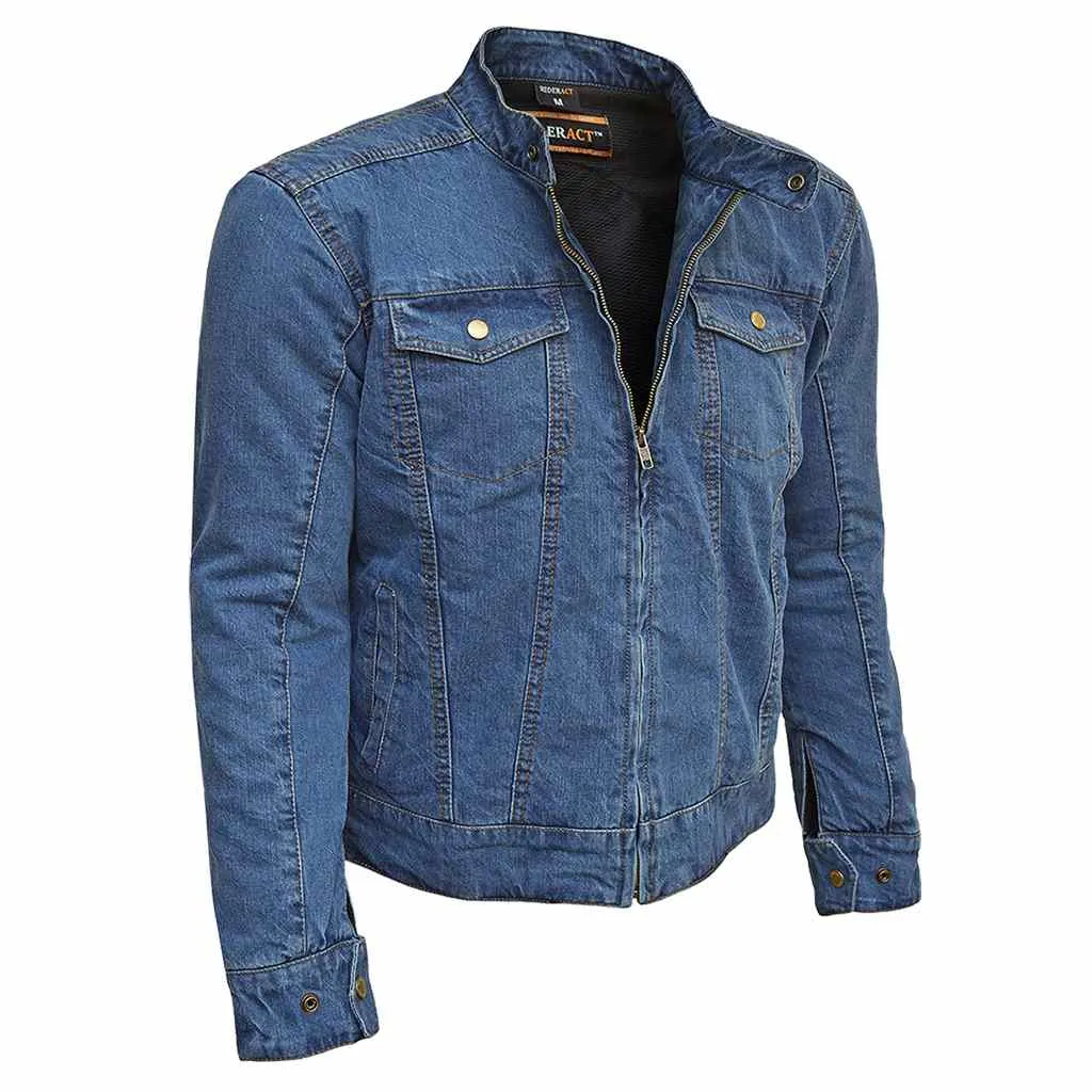 RIDERACT® Men's Motorcycle Riding Denim Reinforced BikerJacket Road Rush Blue