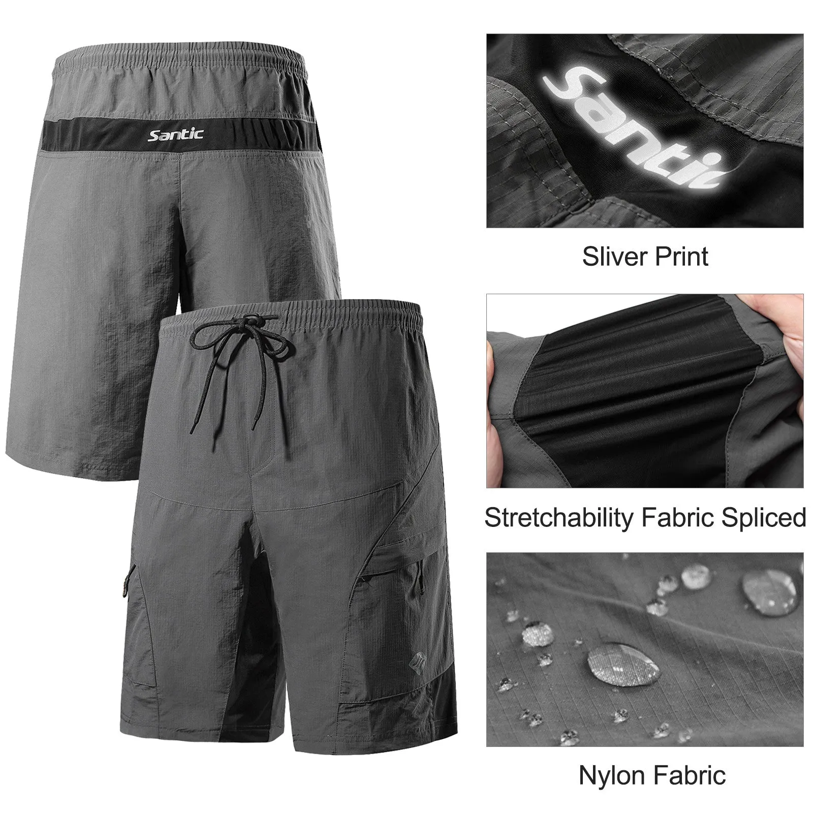 Santic Boden Gray Men Cycling MTB Shorts