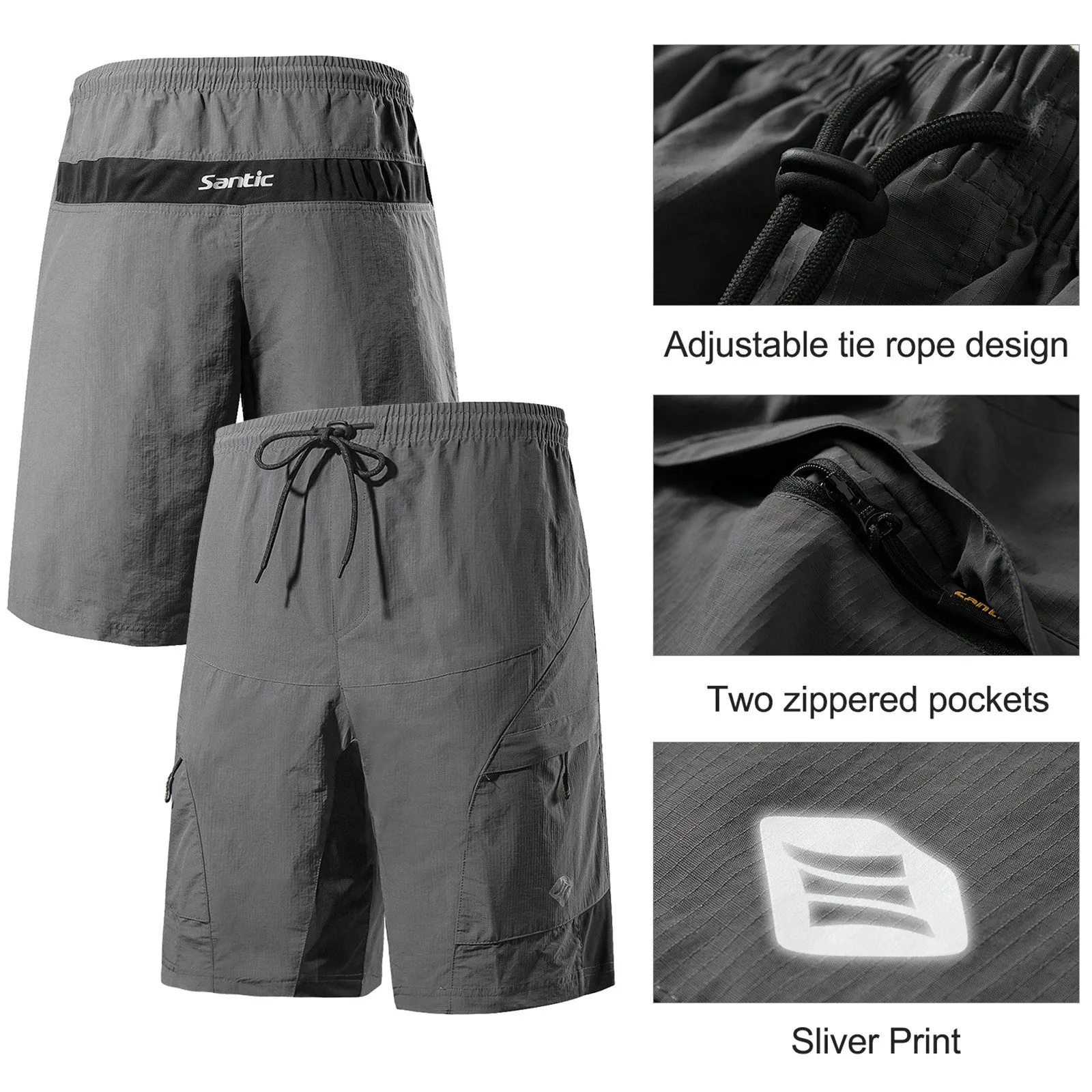 Santic Boden Gray Men Cycling MTB Shorts