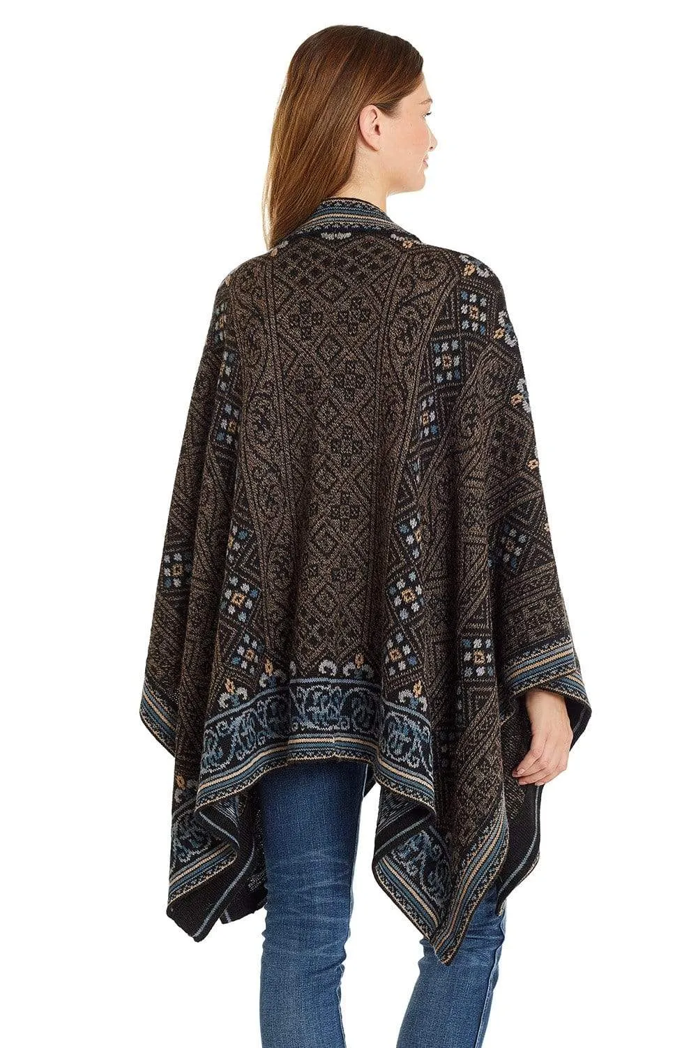 Sarah Embroidered Alpaca Poncho - Women's Ruana Wrap