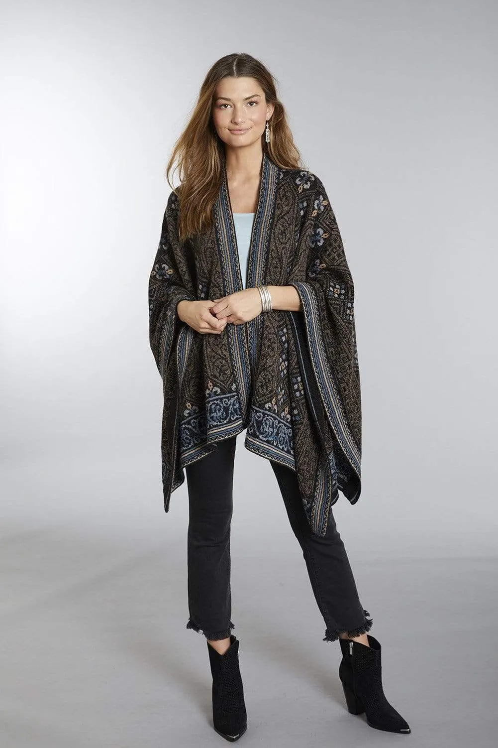 Sarah Embroidered Alpaca Poncho - Women's Ruana Wrap