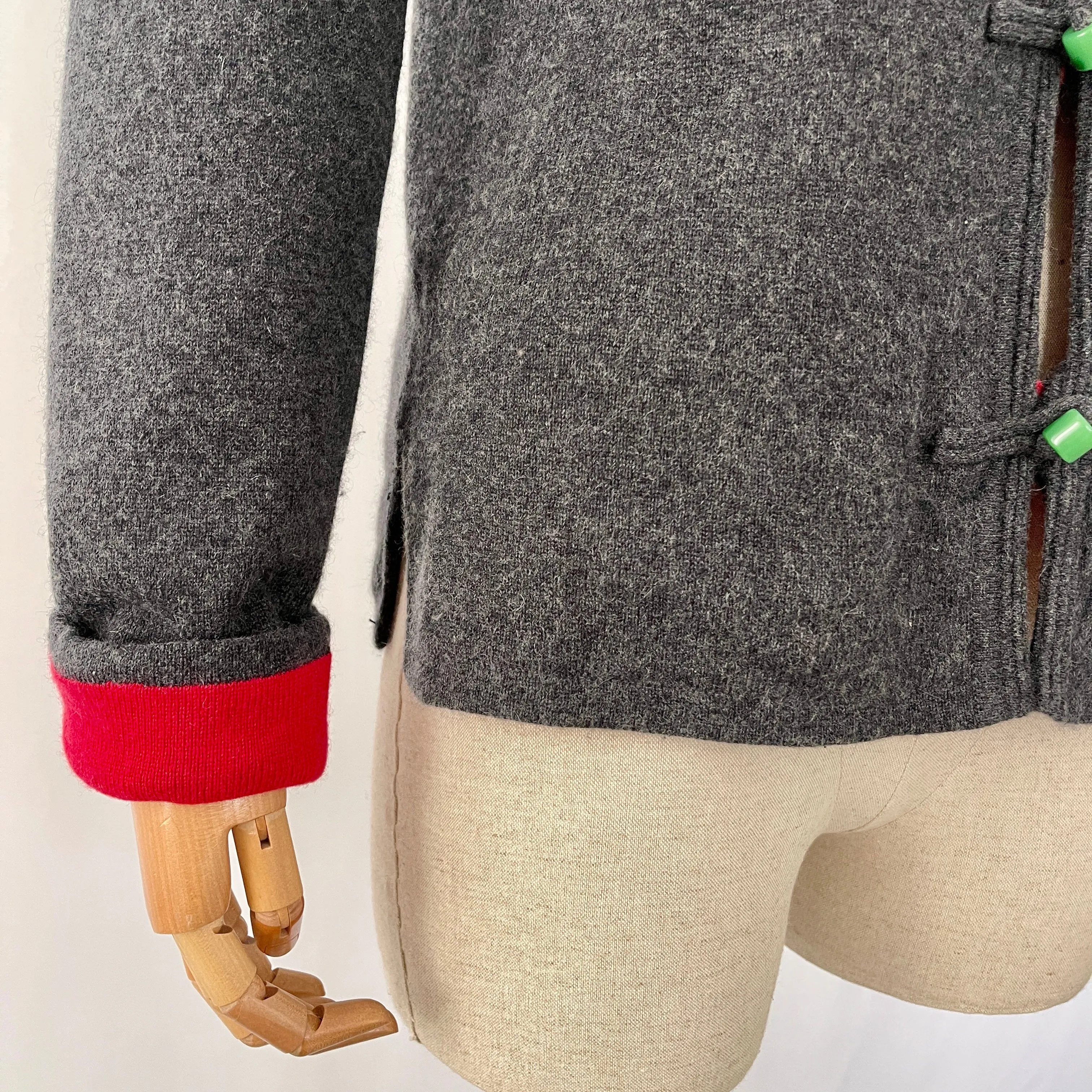 SHANGHAI TANG Reversible Cashmere Cardigan with Jade